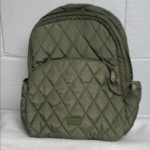 Vera Bradley Quilted Olive Green Backpack